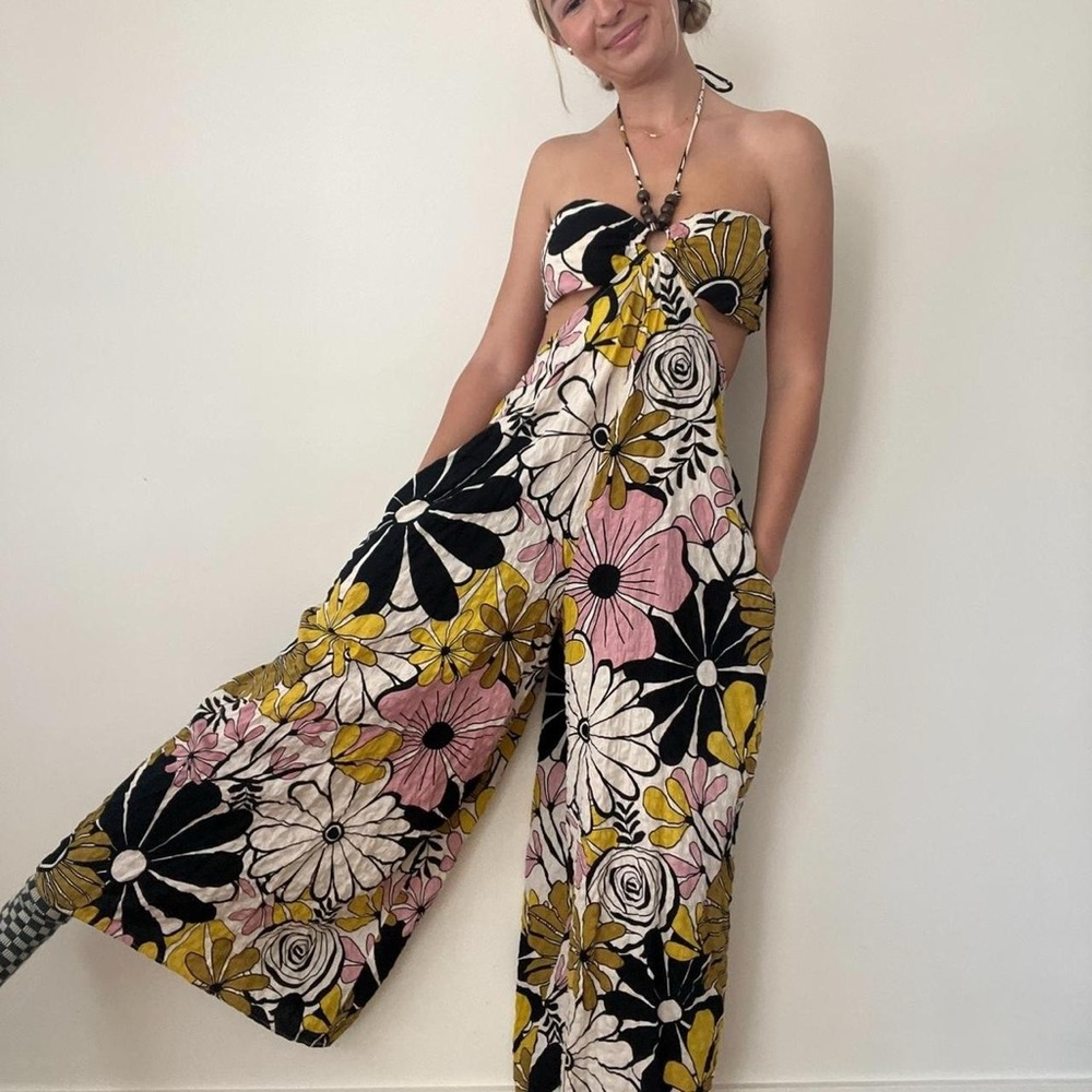 Parrot Bay for Anthropologie, fun and unapologetically original jumpsuit. Size L